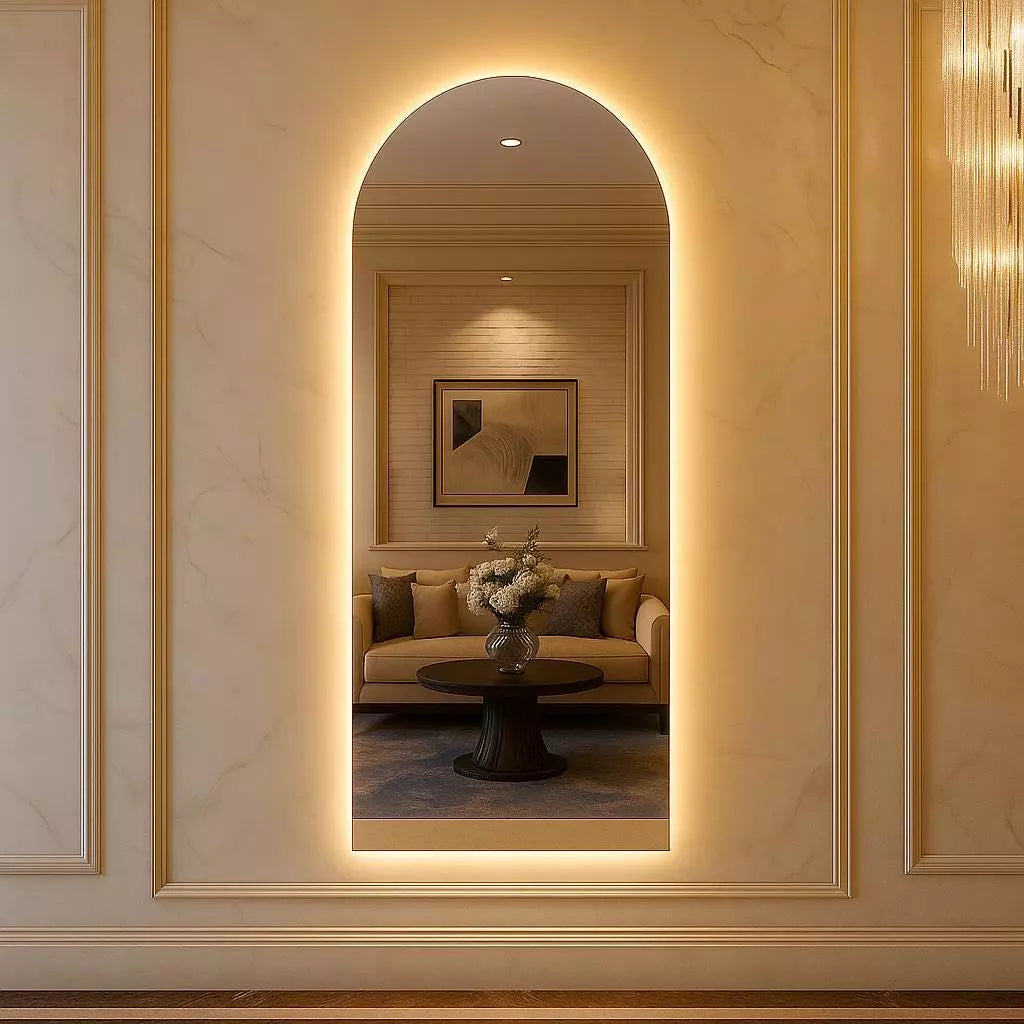 Promoção: Espelho Ovalado com Base Reta e LED - Disponível em 150 cm e 170 cm!