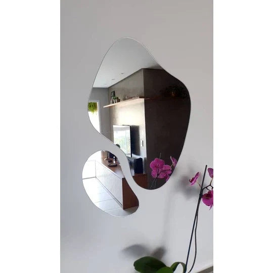 Conjunto de 2 Espelhos Orgânicos Grandes e Elegantes – Decoração Abstrata Futurista em Promoção