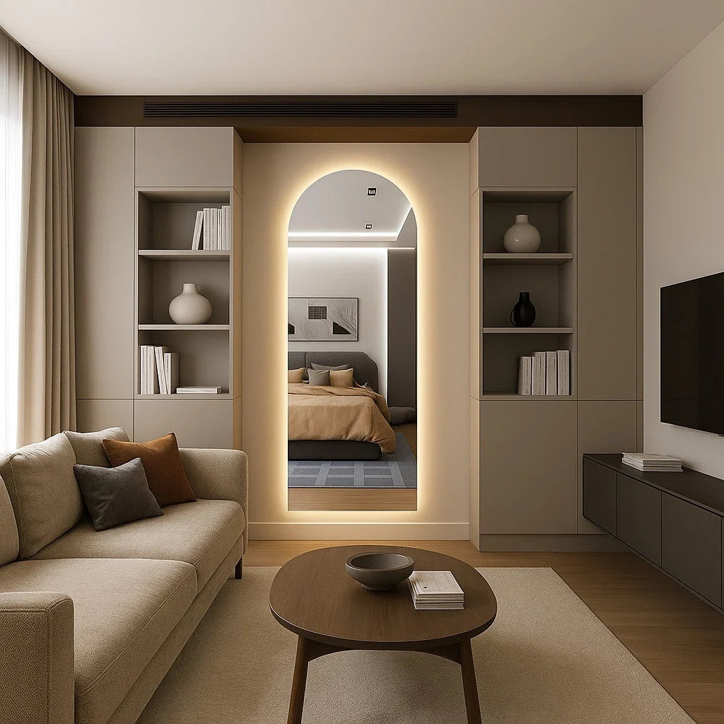 Promoção: Espelho Ovalado com Base Reta e LED - Disponível em 150 cm e 170 cm!