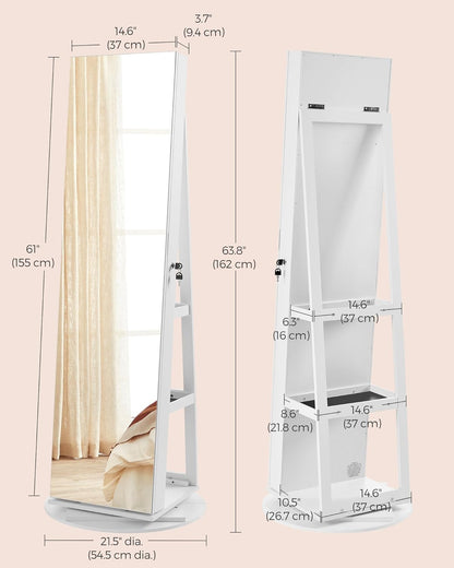 Espelho Elegante com Prateleira e Caixa para Joias — Grande Liquidação!