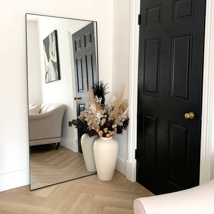 Xavril – Elegante Espelho de Corpo Inteiro Retangular em Metal Preto, 179 cm x 80 cm