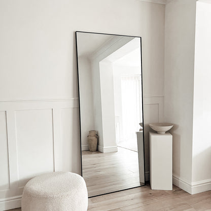 Xavril – Elegante Espelho de Corpo Inteiro Retangular em Metal Preto, 179 cm x 80 cm