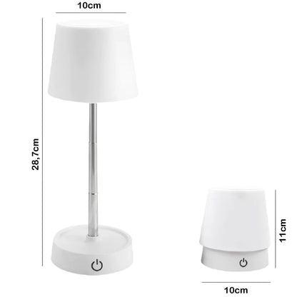 Abajur Retrátil em Aço – Touch Recarregável