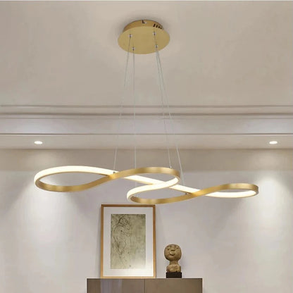 Lustre Pendente Dourado Infinito – LED 3 em 1
