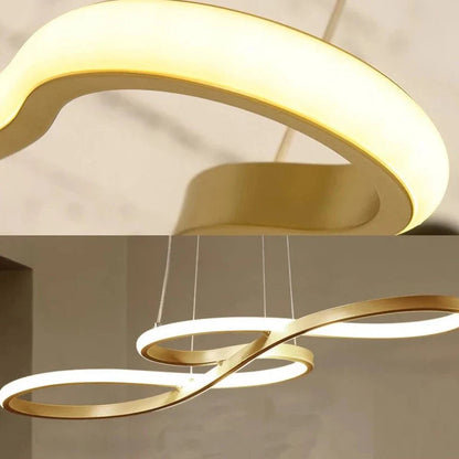 Lustre Pendente Dourado Infinito – LED 3 em 1