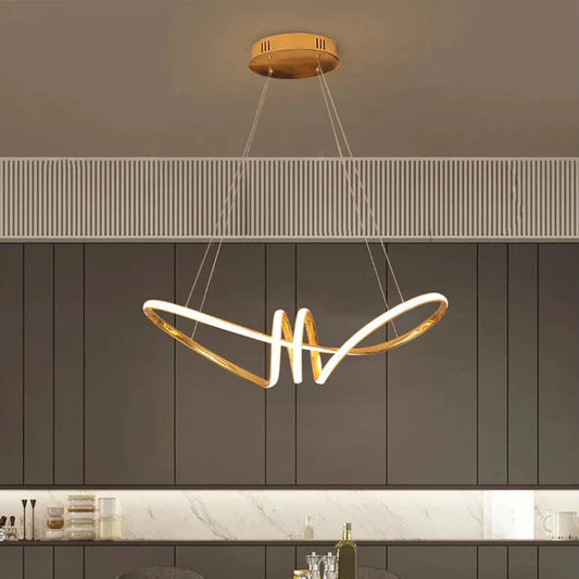 Lustre Pendente Infinito Dourado – 3 Cores