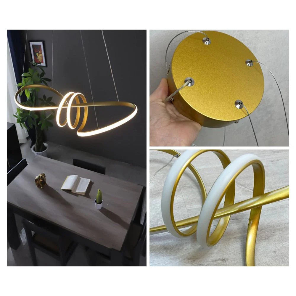 Lustre Pendente Infinito Dourado – 3 Cores