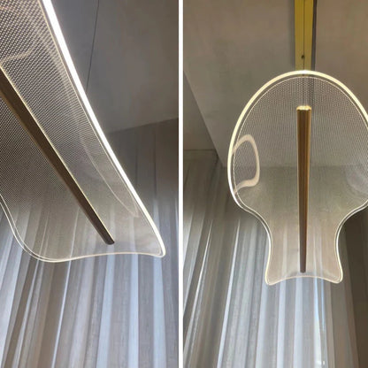 Lustre Pendente em Acrílico Dourado – Luz 3 em 1