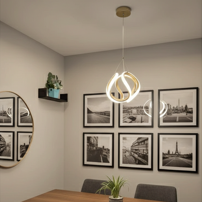 Pendente Minimalista Curvas Dourado – LED 3 em 1