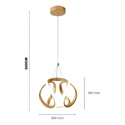 Pendente Minimalista Curvas Dourado – LED 3 em 1