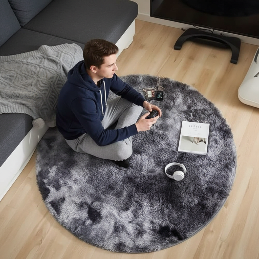 Tapete Redondo 1,00 m Peludo – Super Macio