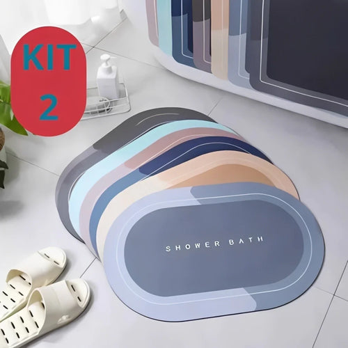 Kit 2 Tapetes de Banheiro Sortidos Emborrachados – Secagem Rápida